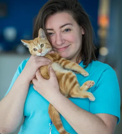 Dani holding kitten at Tacoma Animal Hospital